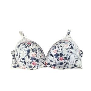Cacique 48DD boost plunge pink white blue Floral plus size Bra intimates